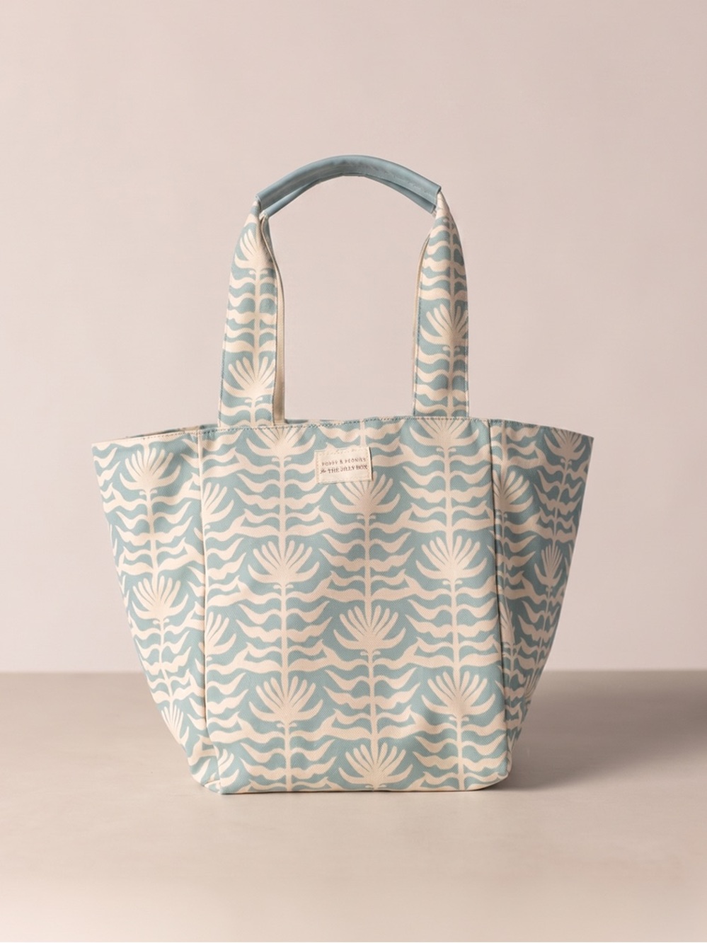 Poppy & Peonies: Jilly Tote in Aqua Botanical